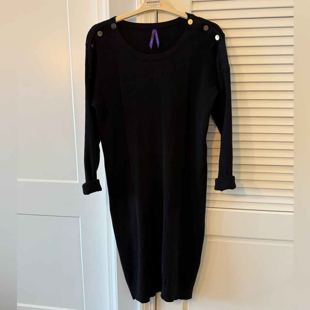 Seraphine Elegant Black Long Sleeve Dress with Button Accents maternity dress